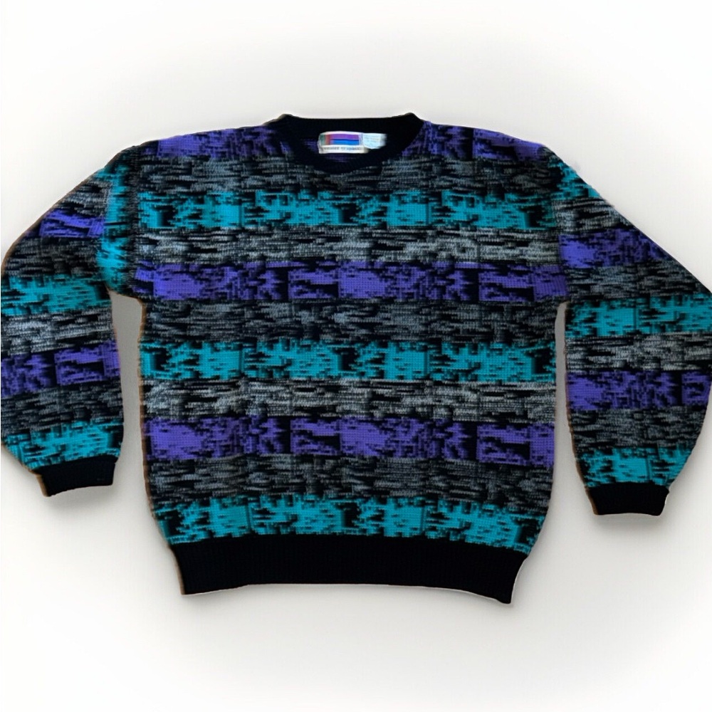 Vintage Sweater Graphix Sweater Mens XL Abstract Retro Acrylic Pullover